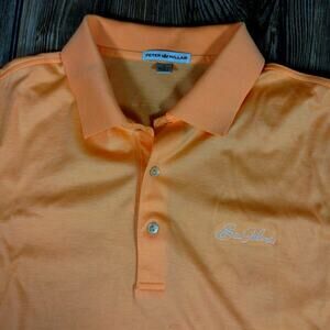 Peter Millar Golf Polo Shirt Performance Peach Sea Island Cotton Designer Men L